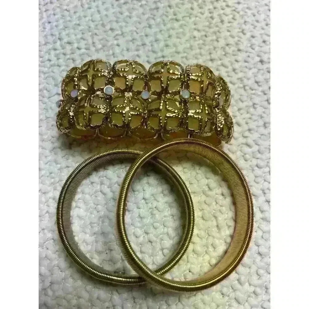 3 gold‎ tone bracelets